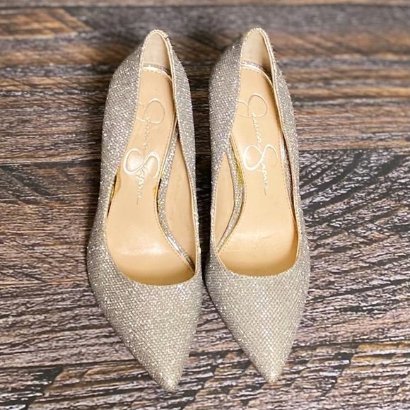 Jessica Simpson Silver Sparkle Pumps - Picture 1 of 5